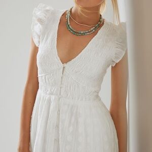 Anthropologie The Peregrine Smocked Ruffle Midi Dress